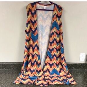 Lularoe Joy chevron print long vest xl fits size 12-20